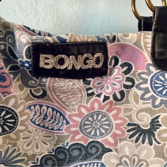BONGO Pink & Gray Floral Boho Canvas Shoulder Handbag Size OS - Picture 7 of 15